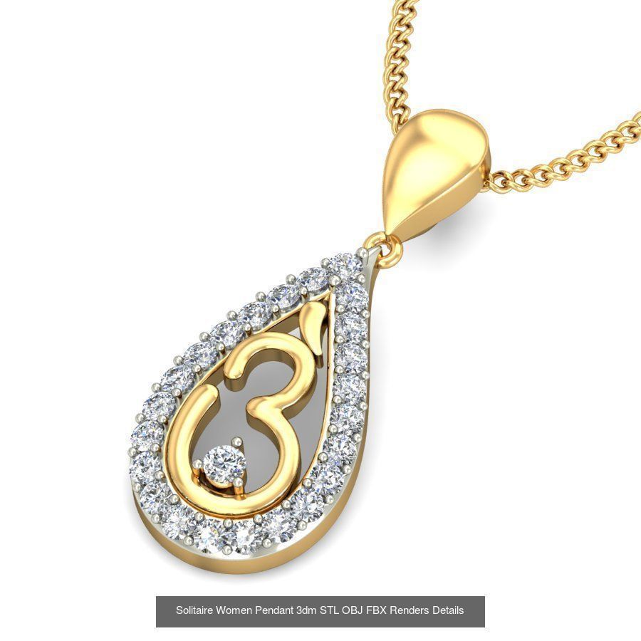 150 Solitaire Women Pendant 3dm STL OBJ FBX Renders Collection _58