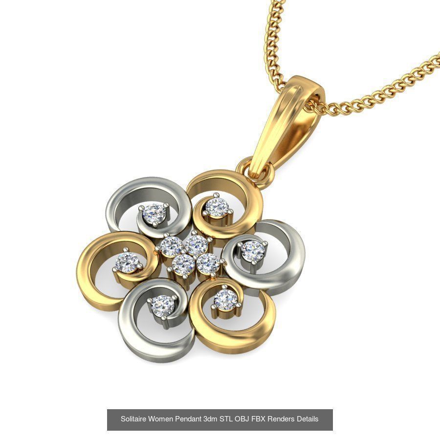 150 Solitaire Women Pendant 3dm STL OBJ FBX Renders Collection _41