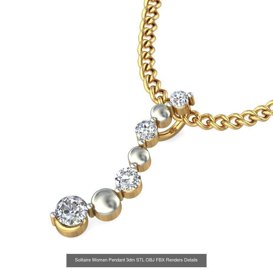 150 Solitaire Women Pendant 3dm STL OBJ FBX Renders Collection _73