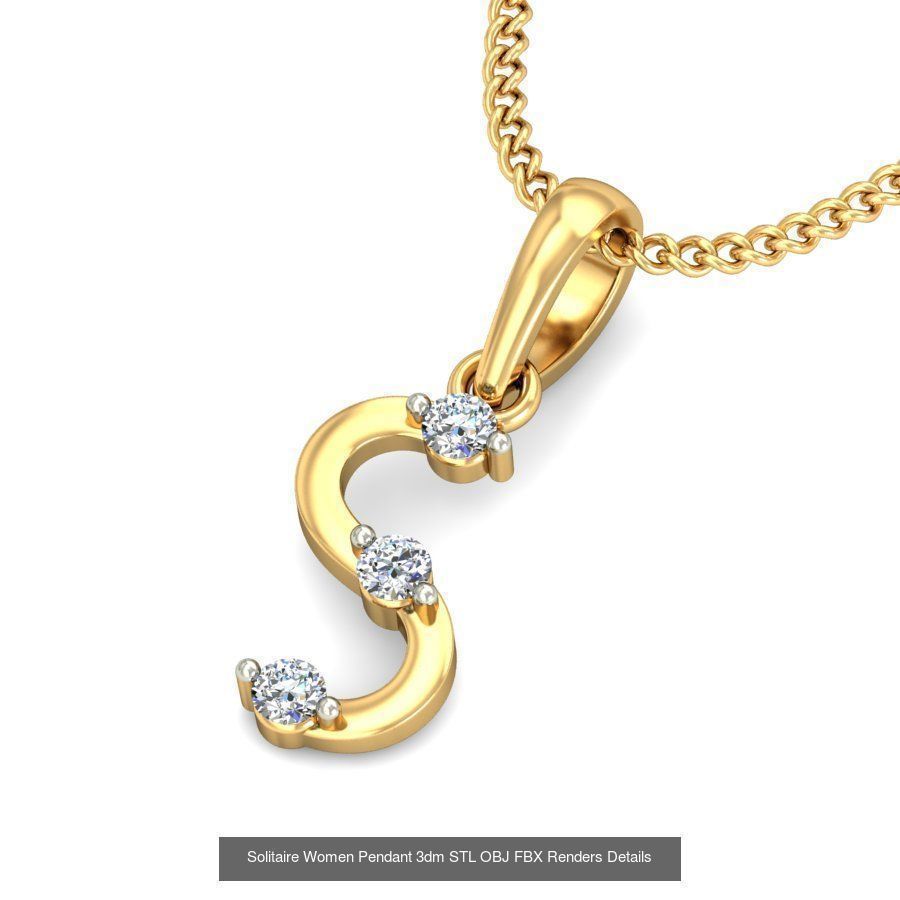 150 Solitaire Women Pendant 3dm STL OBJ FBX Renders Collection _105