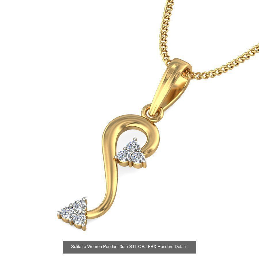 150 Solitaire Women Pendant 3dm STL OBJ FBX Renders Collection _74