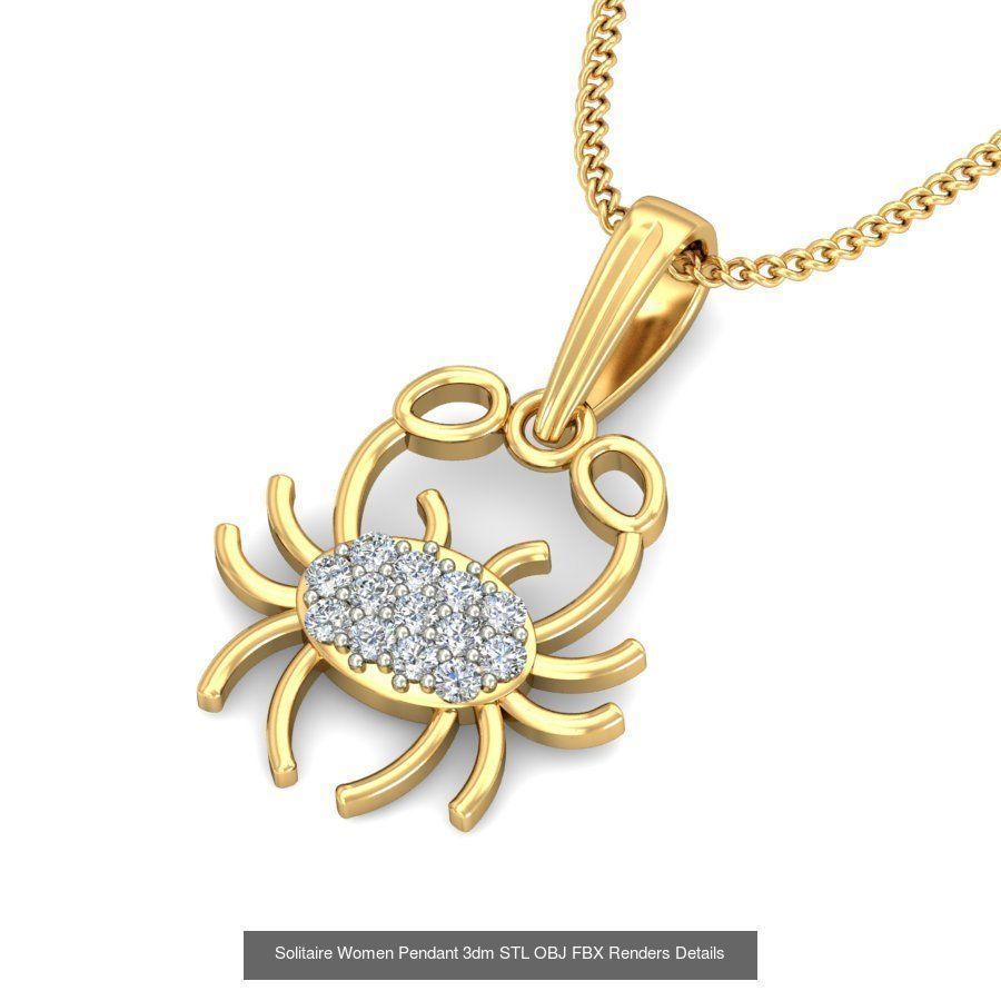 150 Solitaire Women Pendant 3dm STL OBJ FBX Renders Collection _132