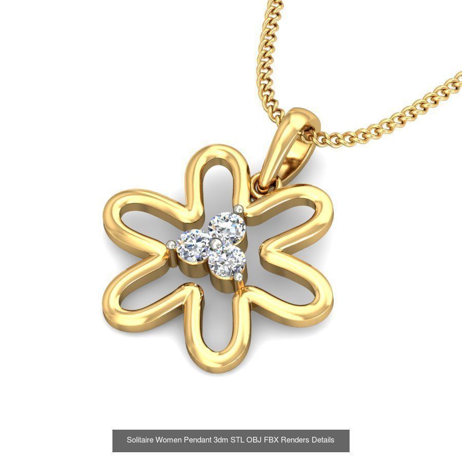 150 Solitaire Women Pendant 3dm STL OBJ FBX Renders Collection _104