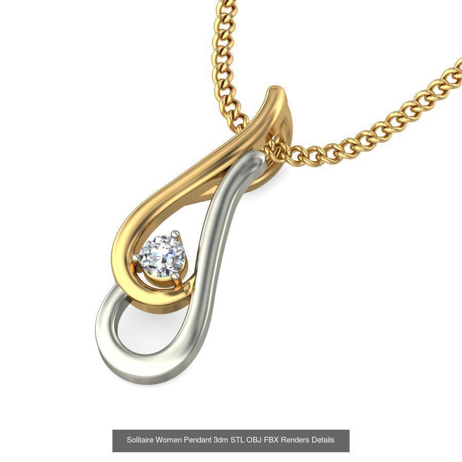 150 Solitaire Women Pendant 3dm STL OBJ FBX Renders Collection _30