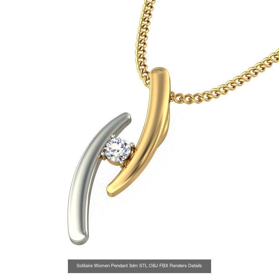 150 Solitaire Women Pendant 3dm STL OBJ FBX Renders Collection _19