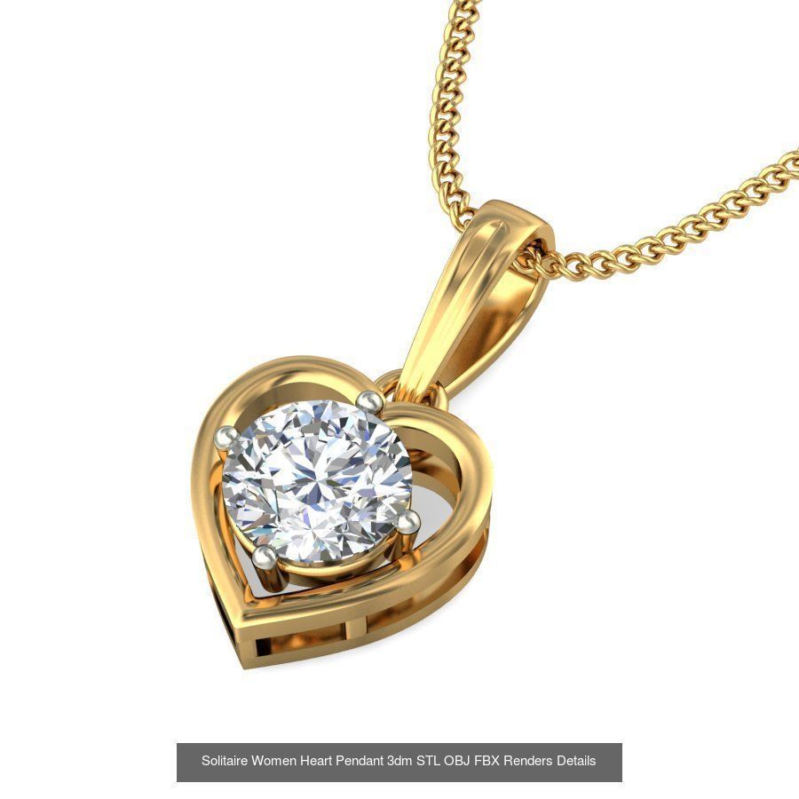150 Solitaire Women Pendant 3dm STL OBJ FBX Renders Collection _70