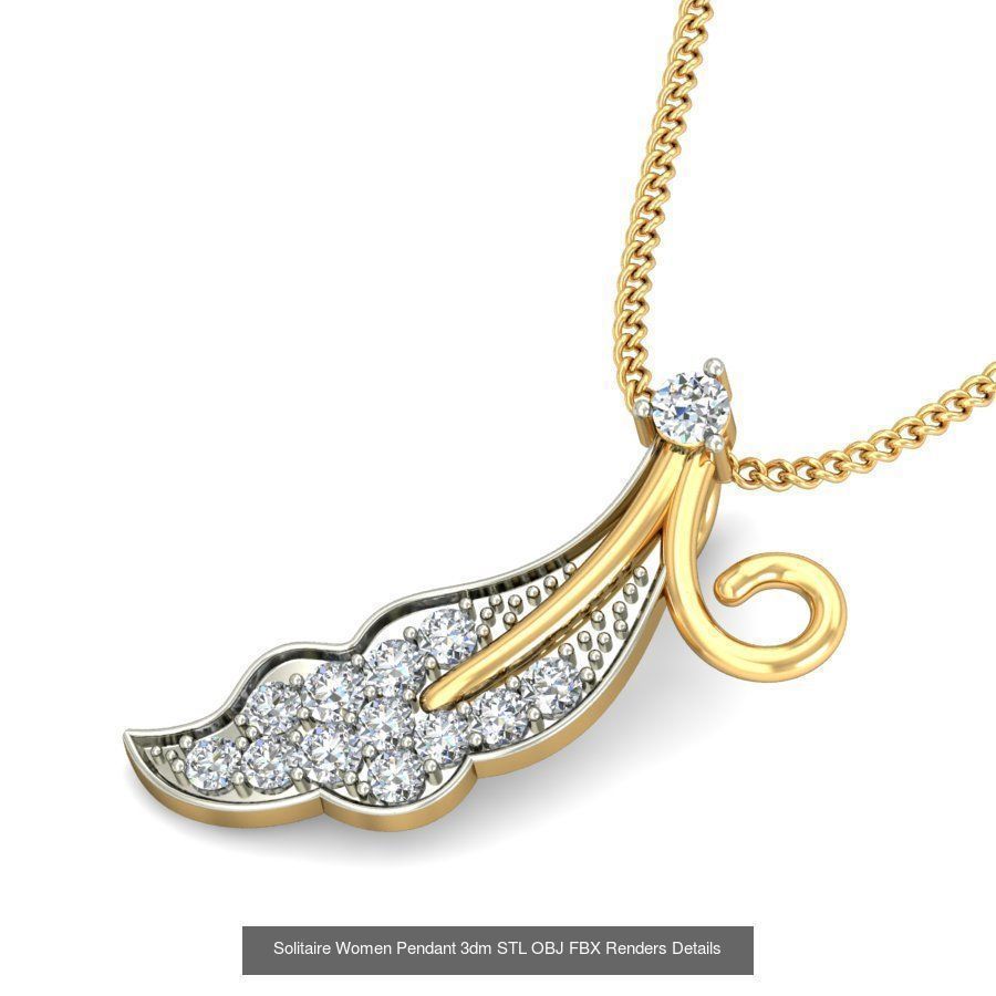 150 Solitaire Women Pendant 3dm STL OBJ FBX Renders Collection _101