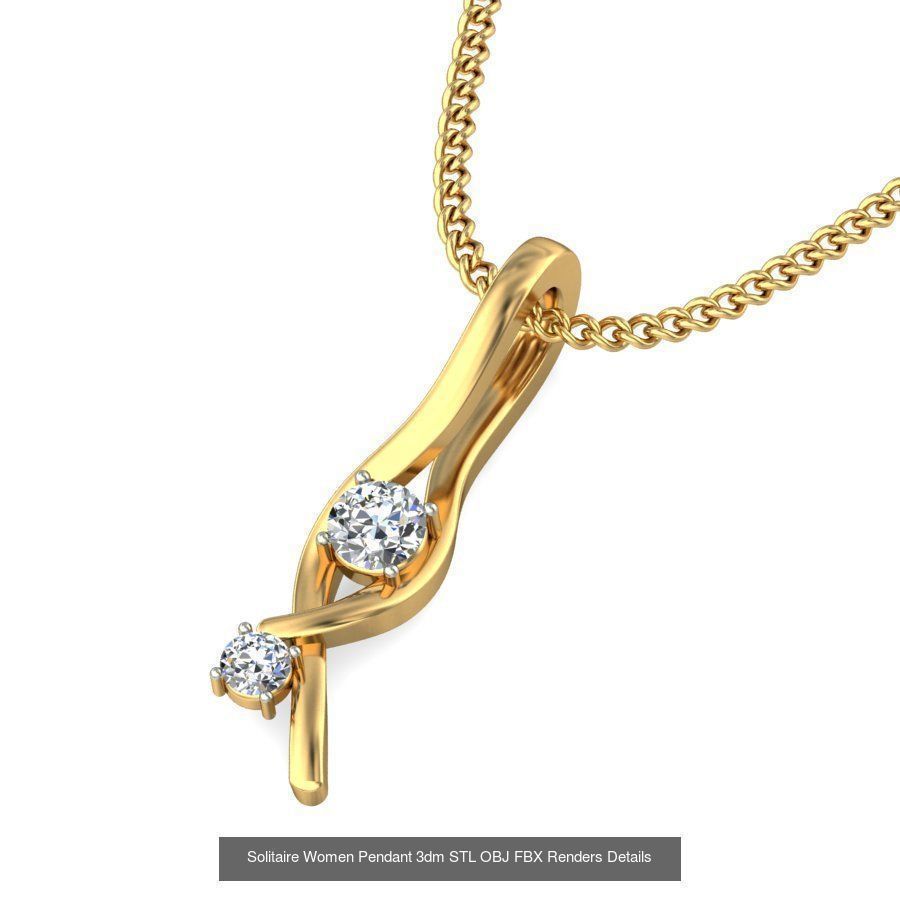 150 Solitaire Women Pendant 3dm STL OBJ FBX Renders Collection _82