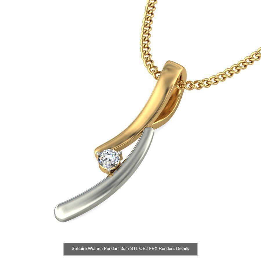 150 Solitaire Women Pendant 3dm STL OBJ FBX Renders Collection _17