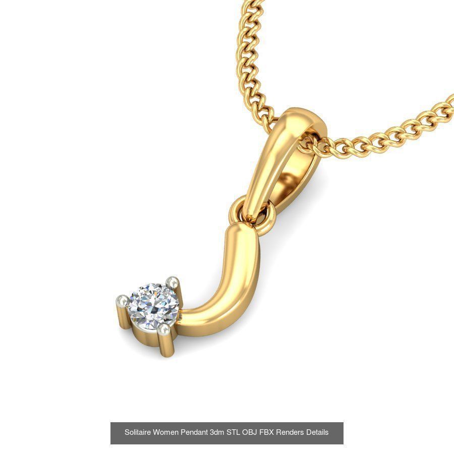 150 Solitaire Women Pendant 3dm STL OBJ FBX Renders Collection _137