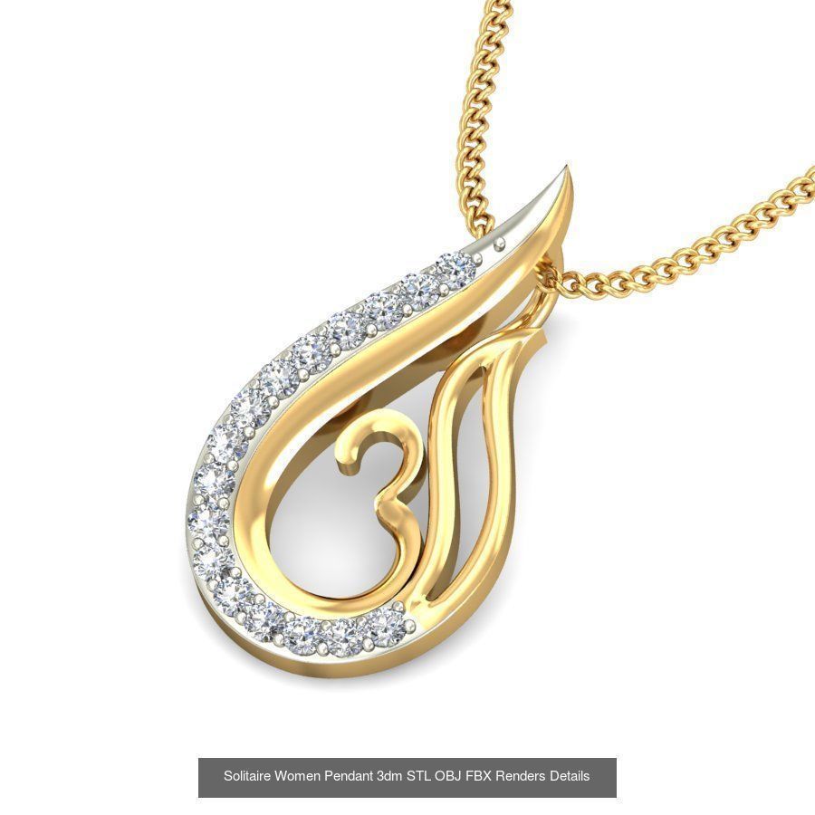 150 Solitaire Women Pendant 3dm STL OBJ FBX Renders Collection _59