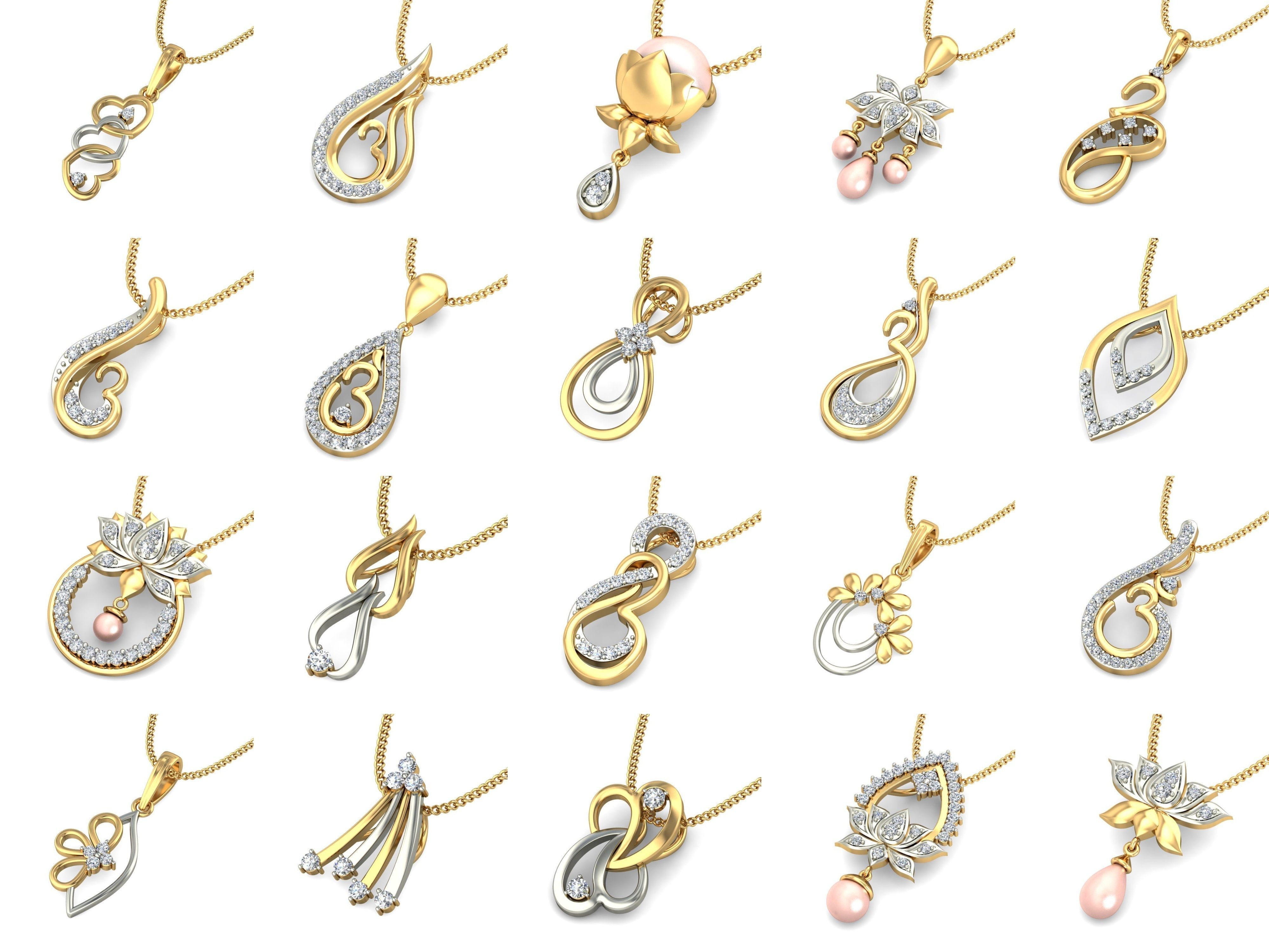 150 Solitaire Women Pendant 3dm STL OBJ FBX Renders Collection _1