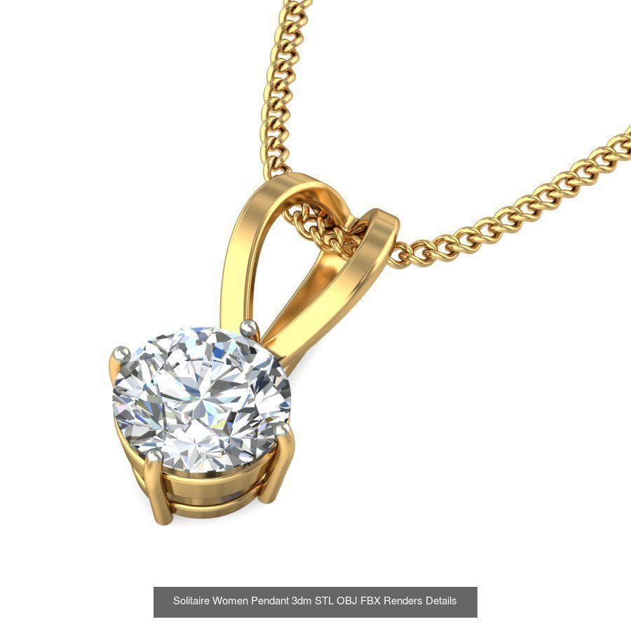 150 Solitaire Women Pendant 3dm STL OBJ FBX Renders Collection _71