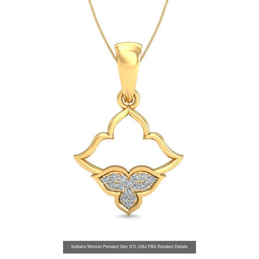 150 Solitaire Women Pendant 3dm STL OBJ FBX Renders Collection _141