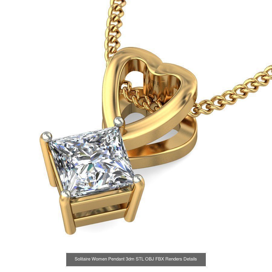 150 Solitaire Women Pendant 3dm STL OBJ FBX Renders Collection _88