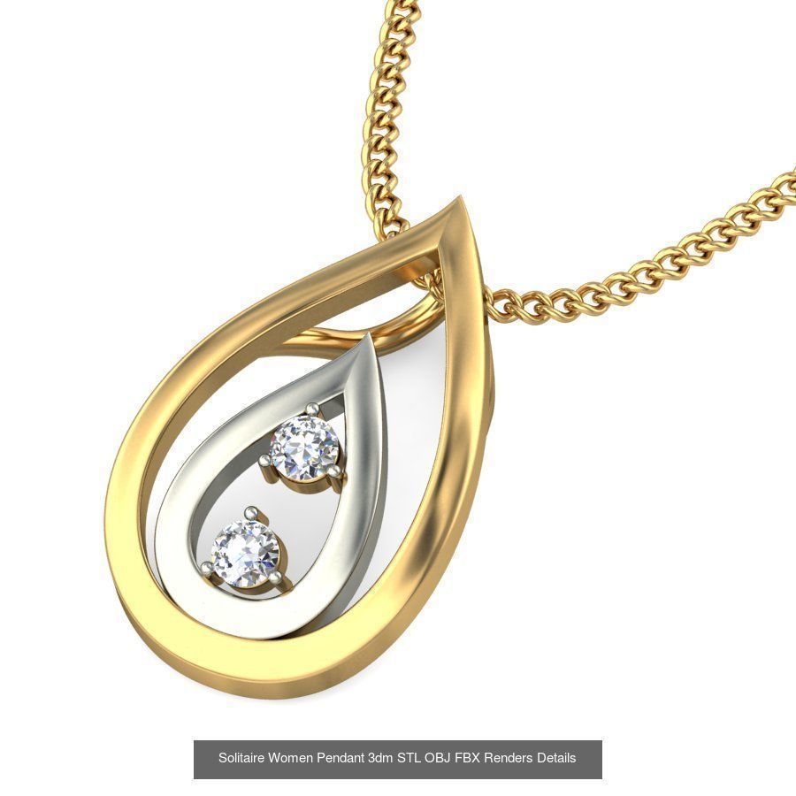 150 Solitaire Women Pendant 3dm STL OBJ FBX Renders Collection _10