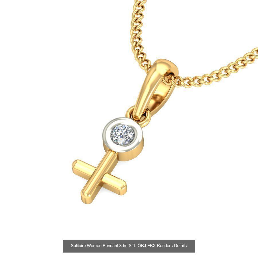 150 Solitaire Women Pendant 3dm STL OBJ FBX Renders Collection _138