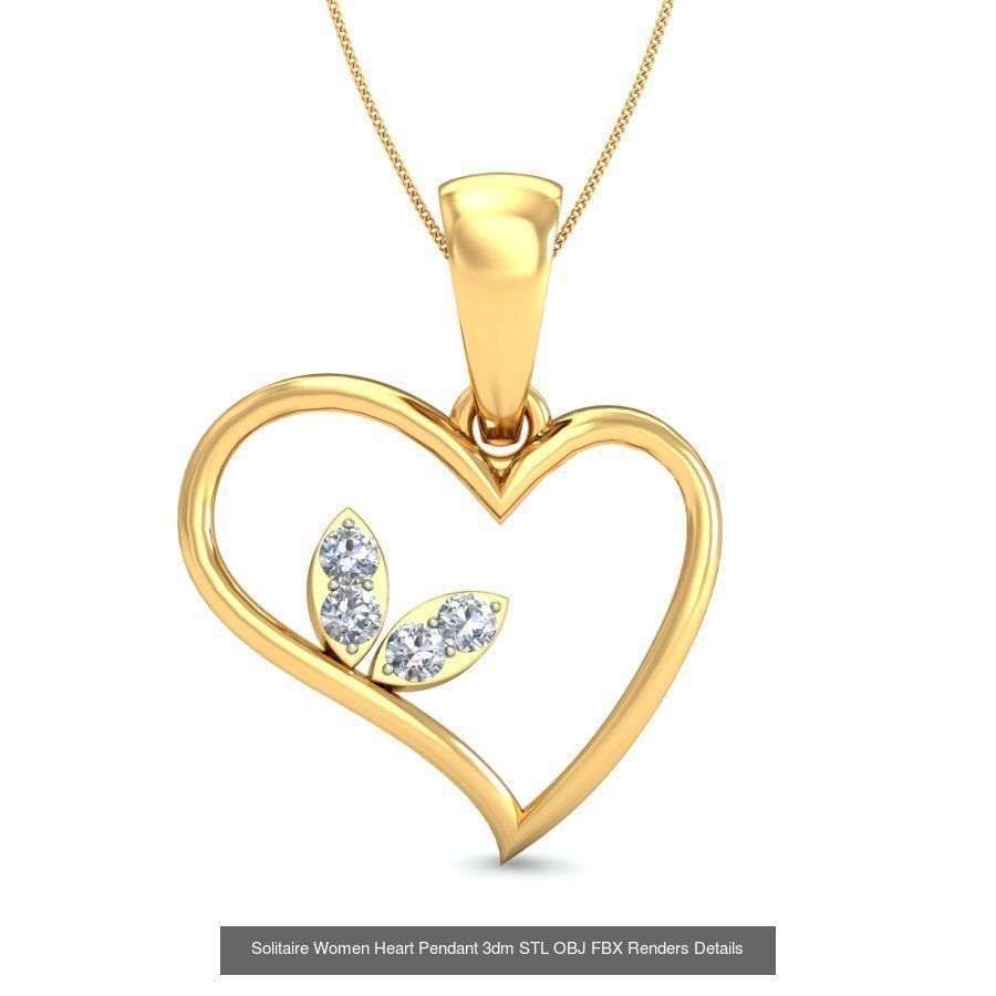 150 Solitaire Women Pendant 3dm STL OBJ FBX Renders Collection _153