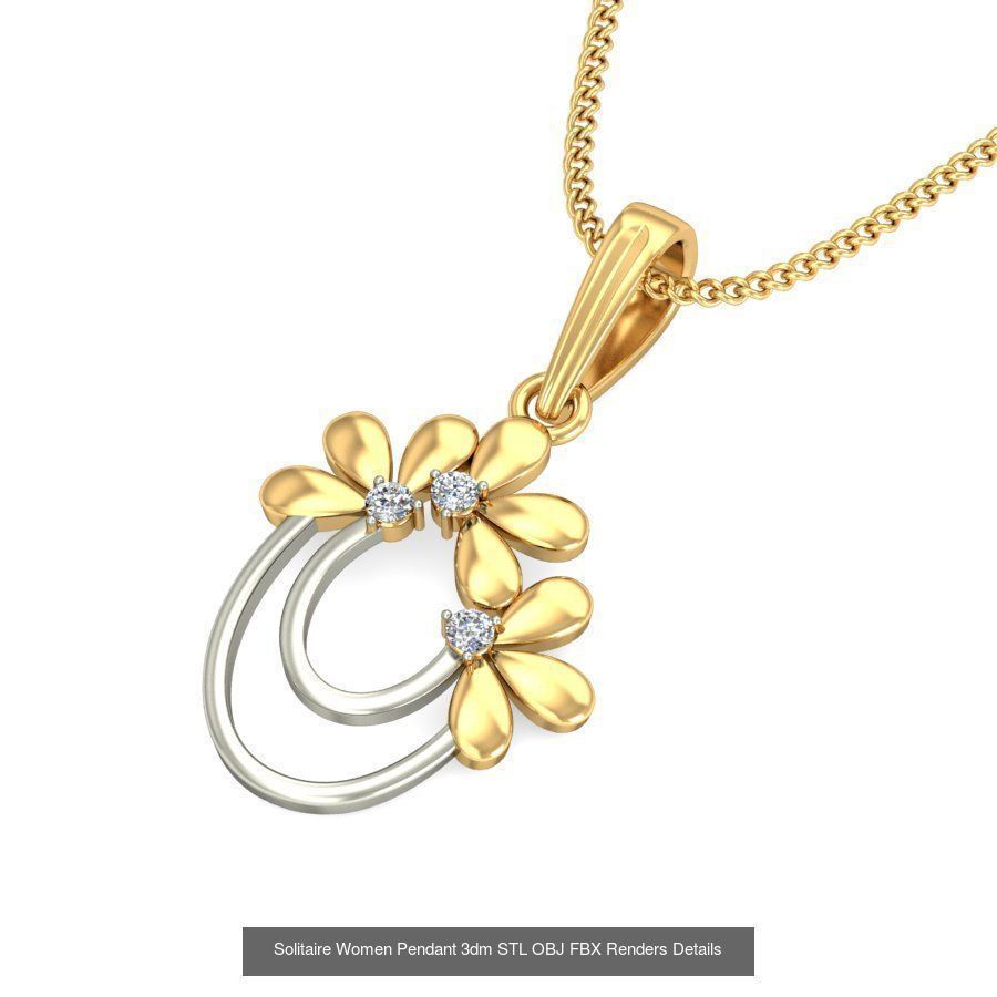 150 Solitaire Women Pendant 3dm STL OBJ FBX Renders Collection _53