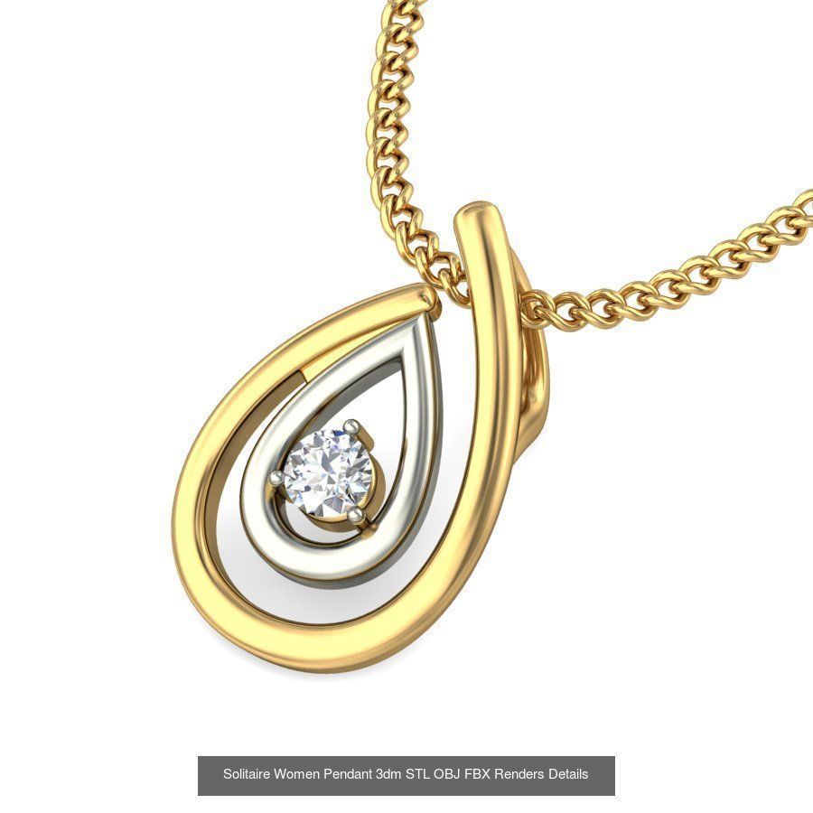 150 Solitaire Women Pendant 3dm STL OBJ FBX Renders Collection _47