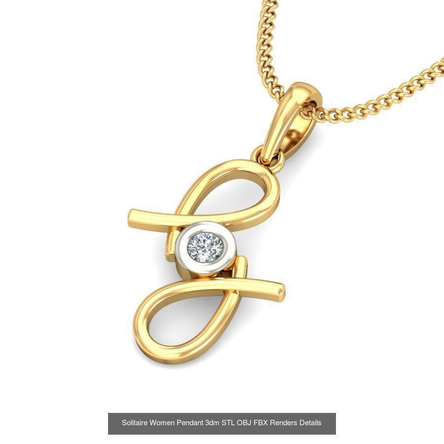 150 Solitaire Women Pendant 3dm STL OBJ FBX Renders Collection _134