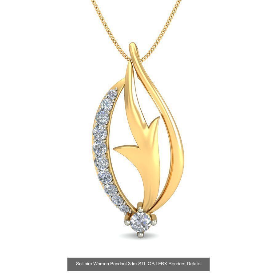150 Solitaire Women Pendant 3dm STL OBJ FBX Renders Collection _144