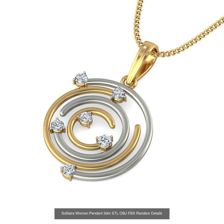 150 Solitaire Women Pendant 3dm STL OBJ FBX Renders Collection _37