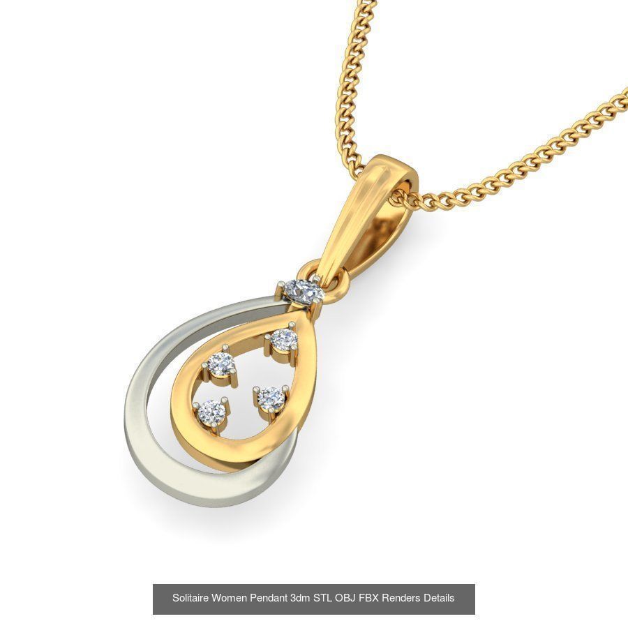 150 Solitaire Women Pendant 3dm STL OBJ FBX Renders Collection _12