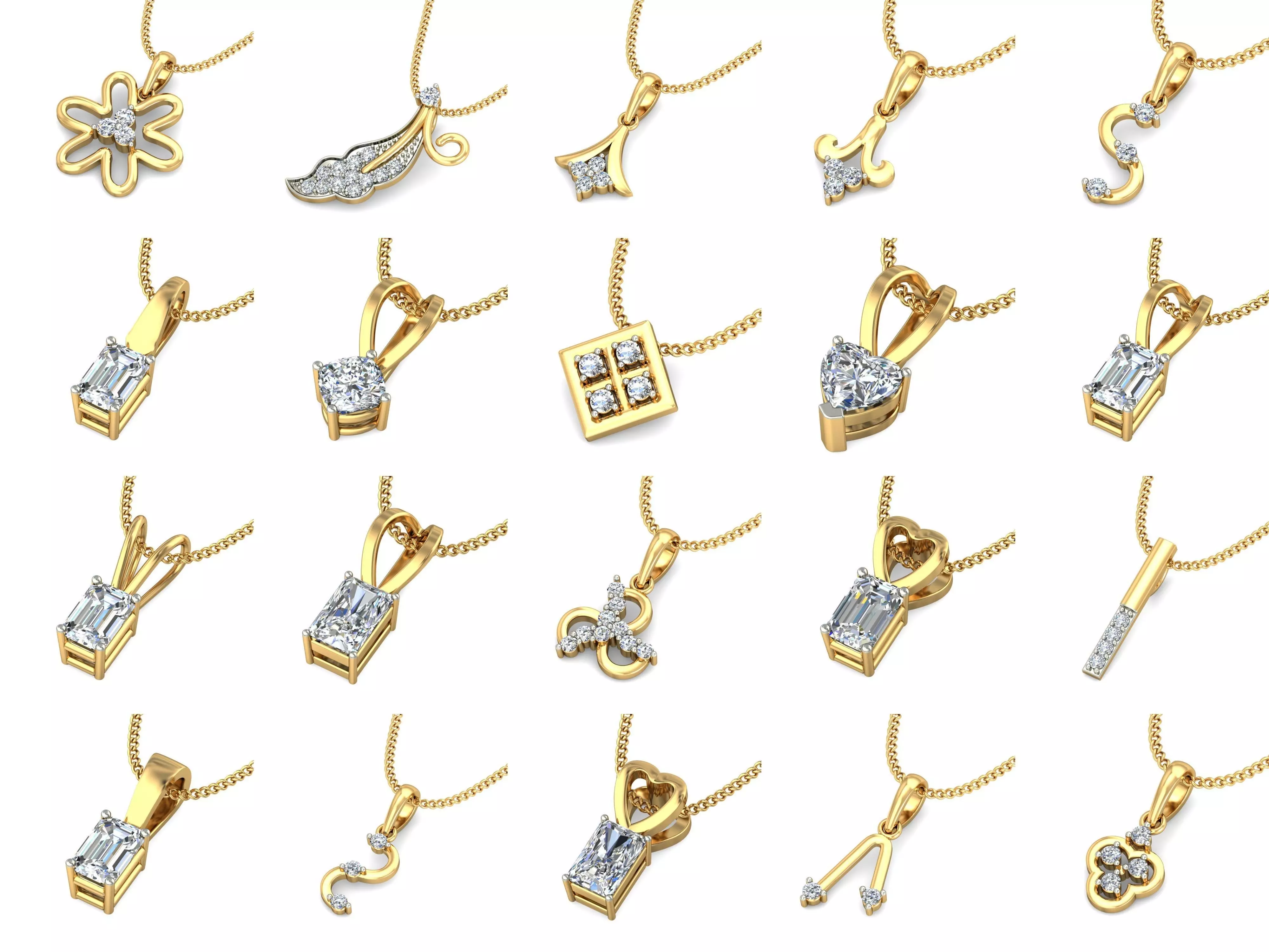 150 Solitaire Women Pendant 3dm STL OBJ FBX Renders Collection _0
