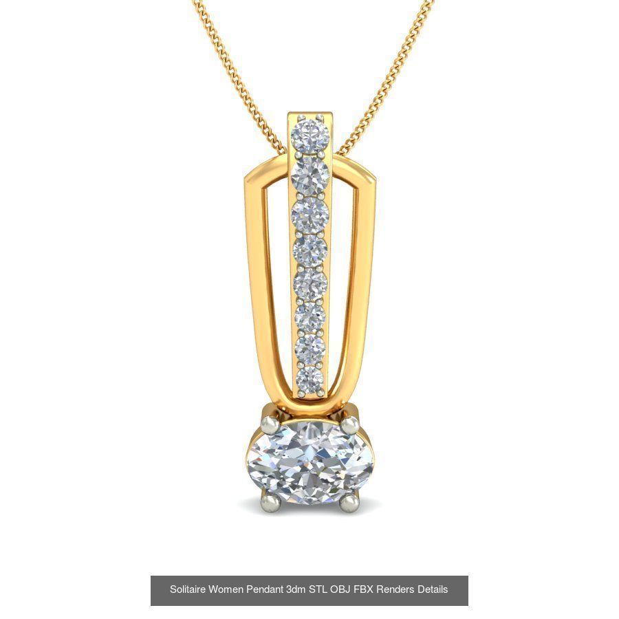 150 Solitaire Women Pendant 3dm STL OBJ FBX Renders Collection _143