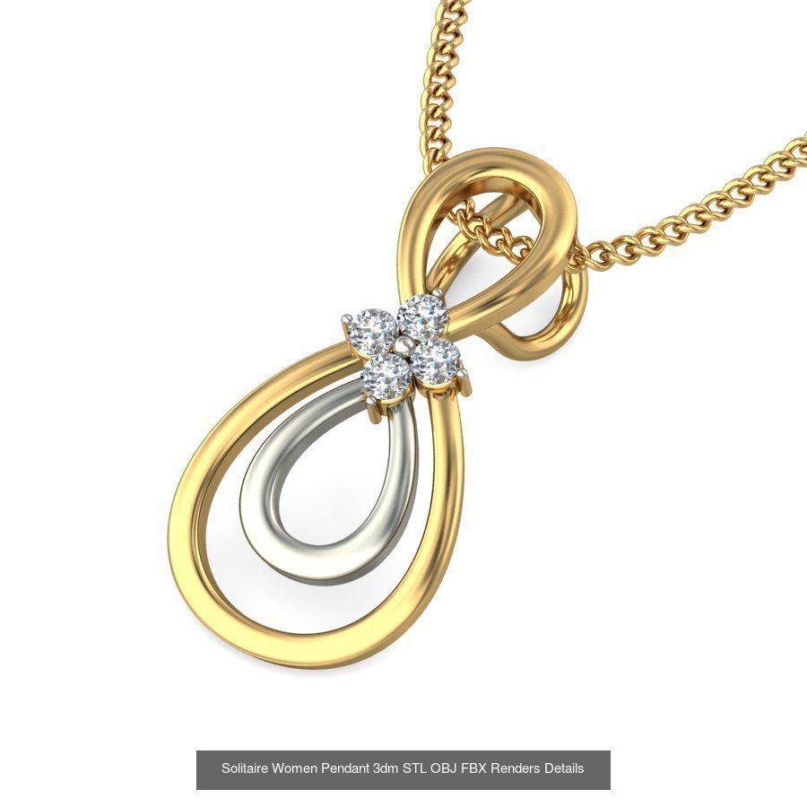 150 Solitaire Women Pendant 3dm STL OBJ FBX Renders Collection _56
