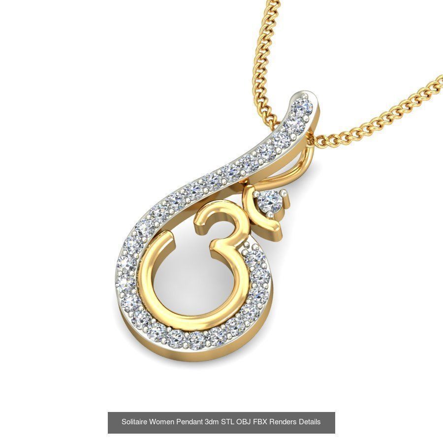 150 Solitaire Women Pendant 3dm STL OBJ FBX Renders Collection _57