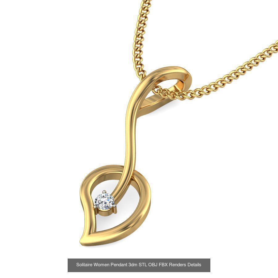 150 Solitaire Women Pendant 3dm STL OBJ FBX Renders Collection _84