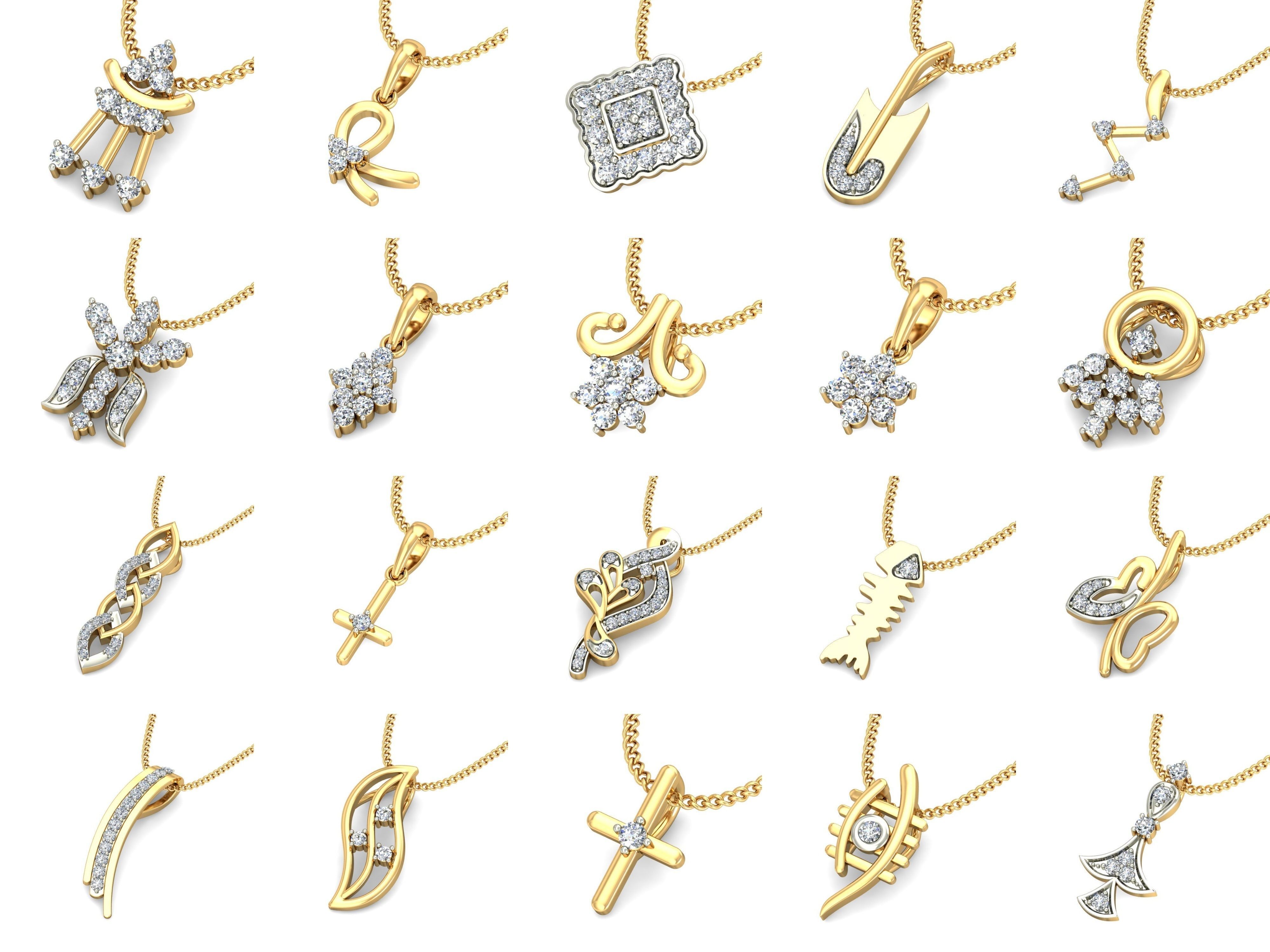 150 Solitaire Women Pendant 3dm STL OBJ FBX Renders Collection _2