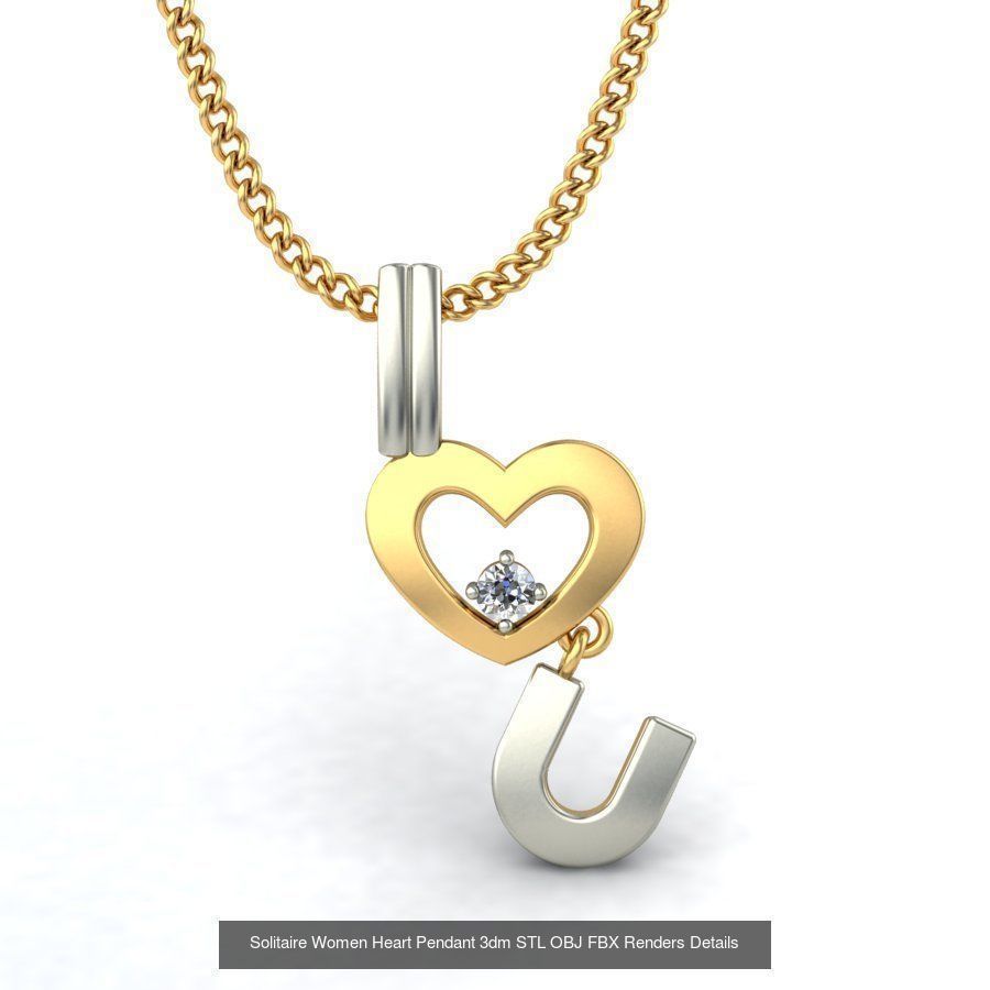 150 Solitaire Women Pendant 3dm STL OBJ FBX Renders Collection _157