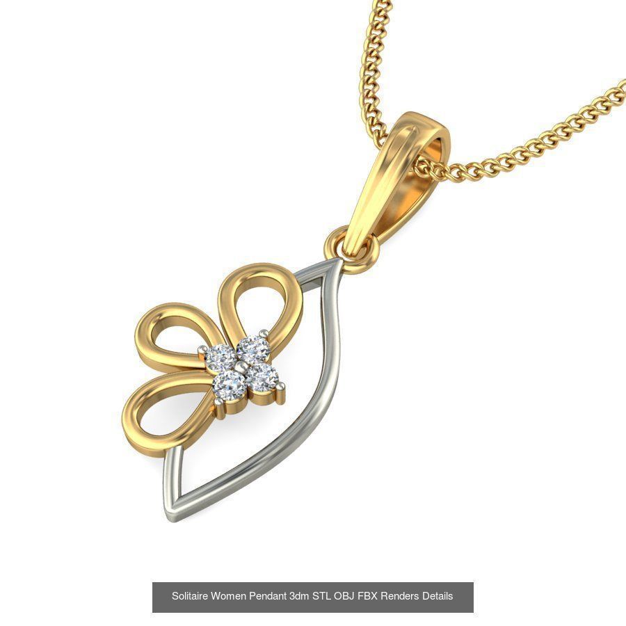 150 Solitaire Women Pendant 3dm STL OBJ FBX Renders Collection _49