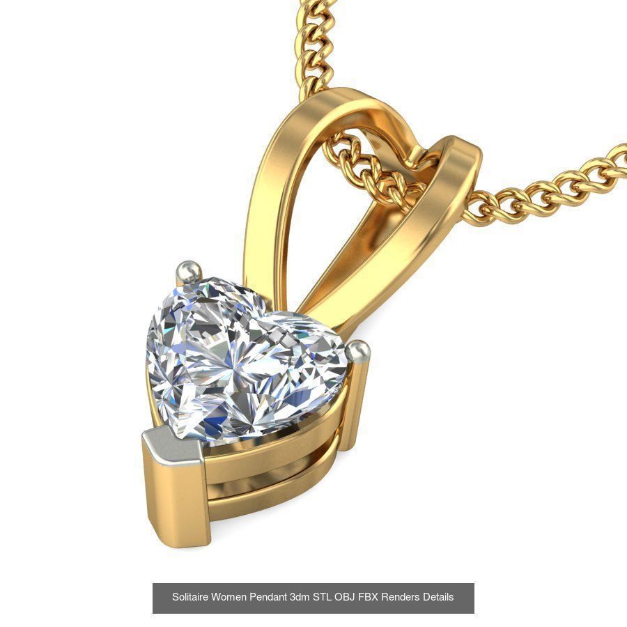 150 Solitaire Women Pendant 3dm STL OBJ FBX Renders Collection _89