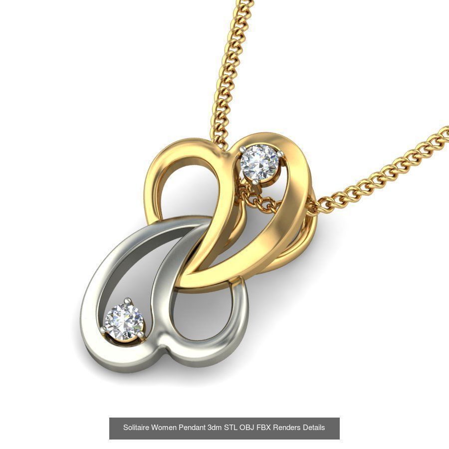 150 Solitaire Women Pendant 3dm STL OBJ FBX Renders Collection _51