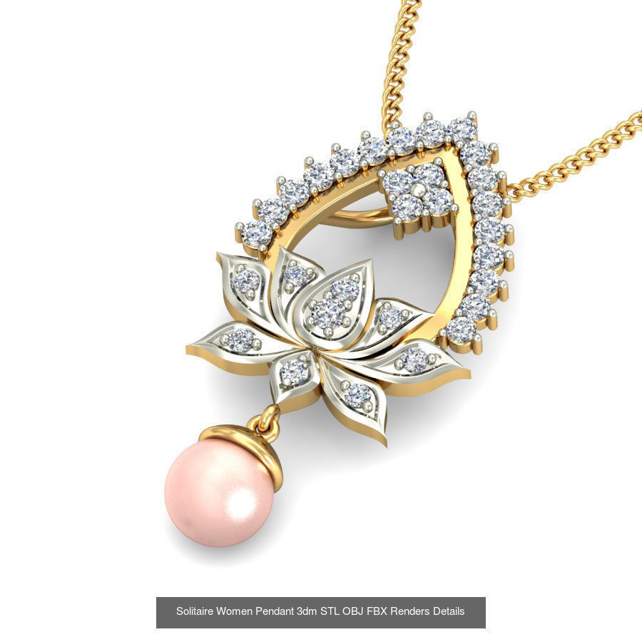 150 Solitaire Women Pendant 3dm STL OBJ FBX Renders Collection _67