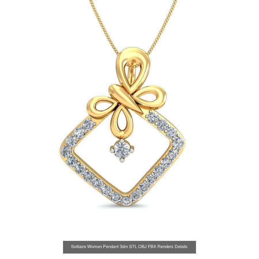 150 Solitaire Women Pendant 3dm STL OBJ FBX Renders Collection _149