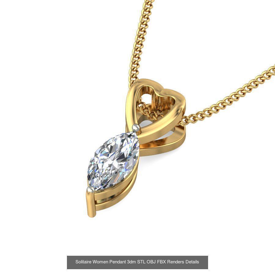 150 Solitaire Women Pendant 3dm STL OBJ FBX Renders Collection _86