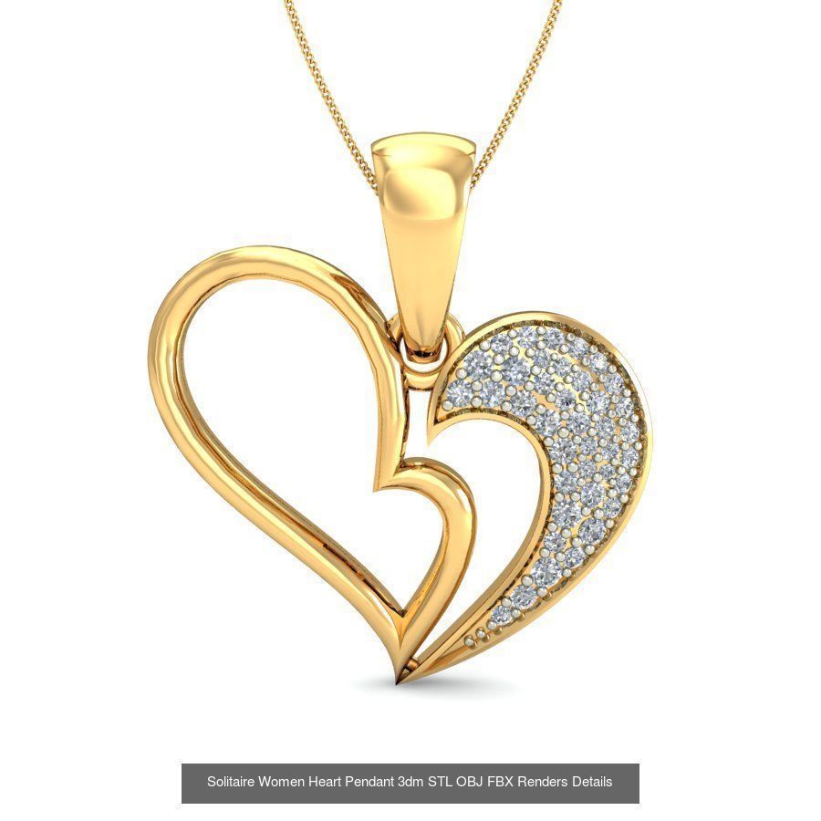 150 Solitaire Women Pendant 3dm STL OBJ FBX Renders Collection _154