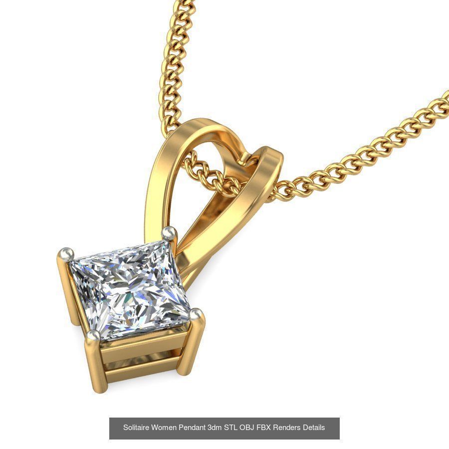 150 Solitaire Women Pendant 3dm STL OBJ FBX Renders Collection _87