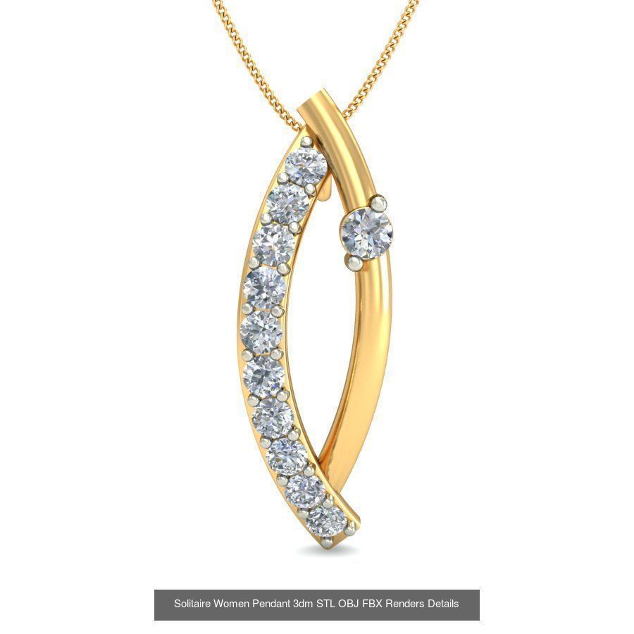 150 Solitaire Women Pendant 3dm STL OBJ FBX Renders Collection _150