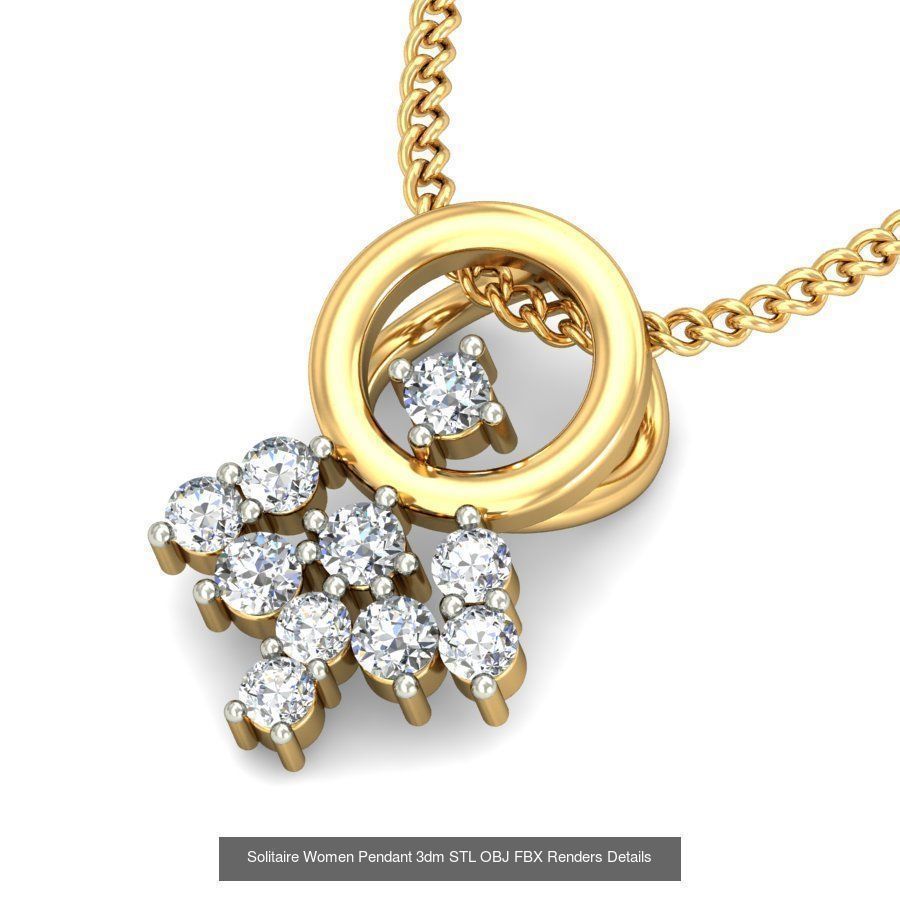 150 Solitaire Women Pendant 3dm STL OBJ FBX Renders Collection _122