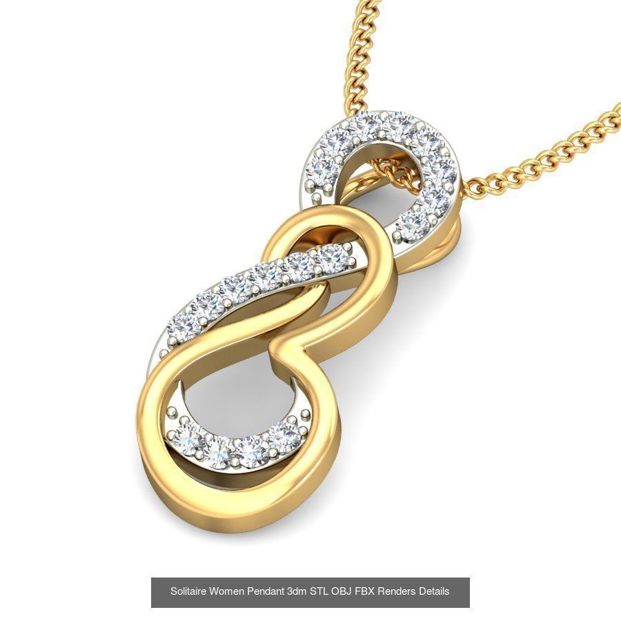 150 Solitaire Women Pendant 3dm STL OBJ FBX Renders Collection _63
