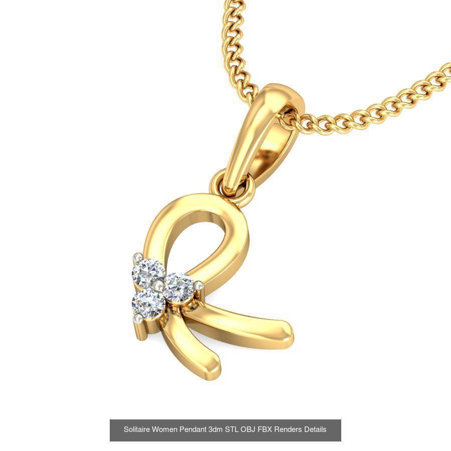 150 Solitaire Women Pendant 3dm STL OBJ FBX Renders Collection _114