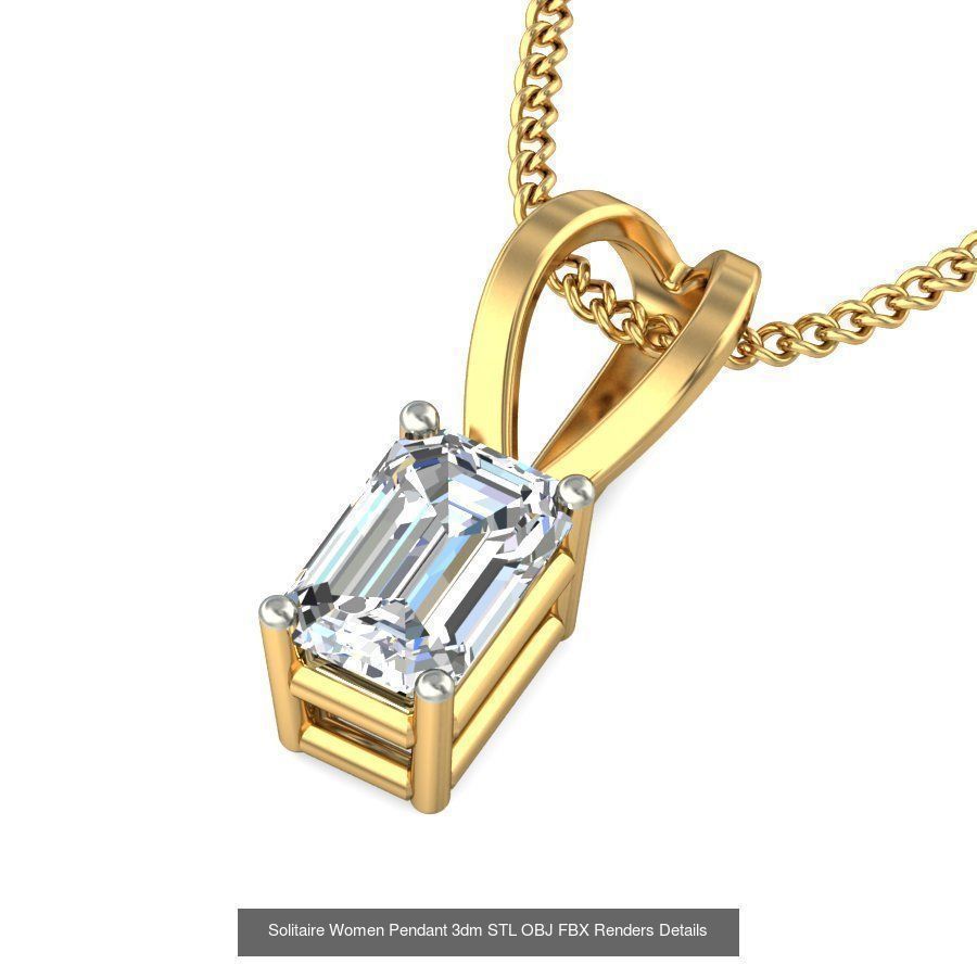 150 Solitaire Women Pendant 3dm STL OBJ FBX Renders Collection _93