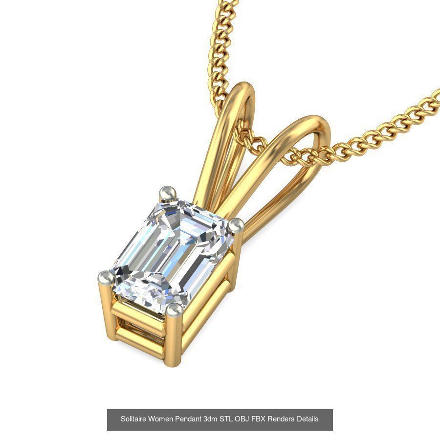 150 Solitaire Women Pendant 3dm STL OBJ FBX Renders Collection _94