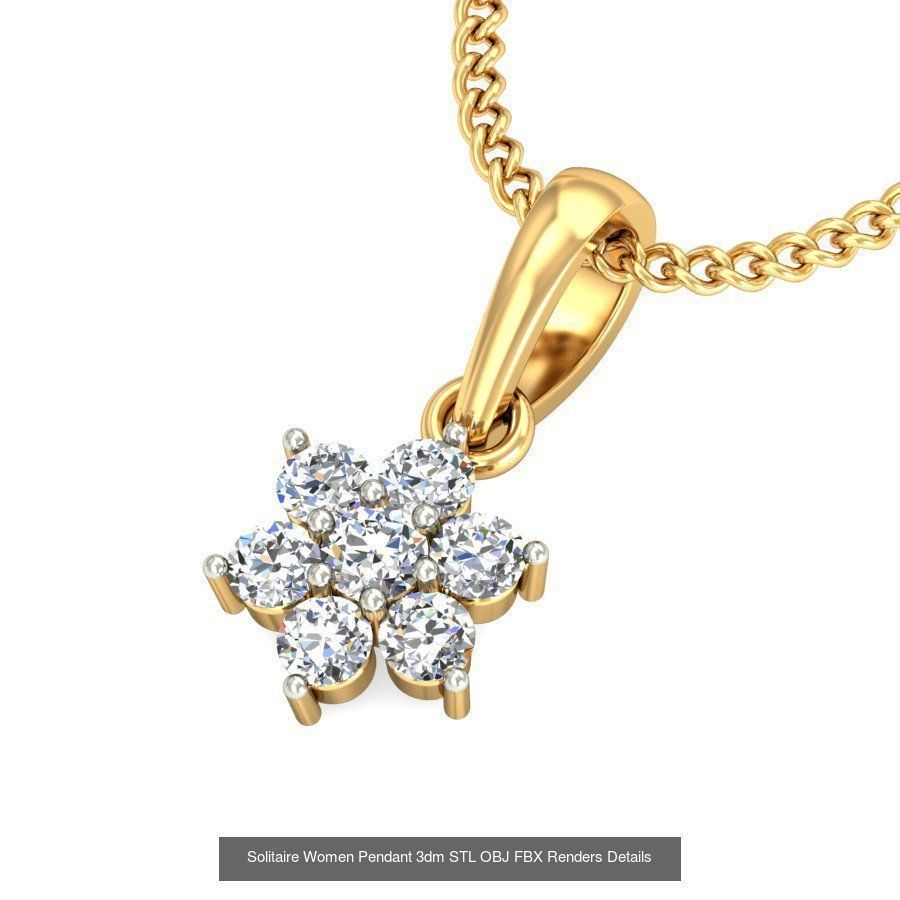 150 Solitaire Women Pendant 3dm STL OBJ FBX Renders Collection _115